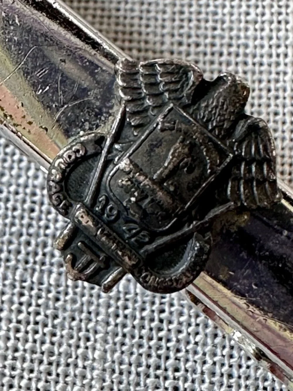Vintage 1942 Anson City of Richmond Shield Tie Clip and Cufflinks